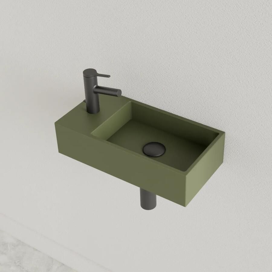 Gliss Design Fontein Nano 36x18x9 cm 1 Kraangat Links Olijf Groen - Foto 2