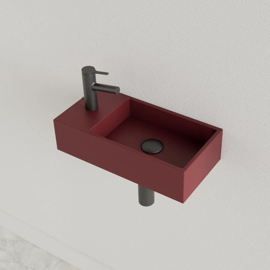 Gliss Design Fontein Nano 36x18x9 cm 1 Kraangat Links Mat Wijn Rood - Foto 2