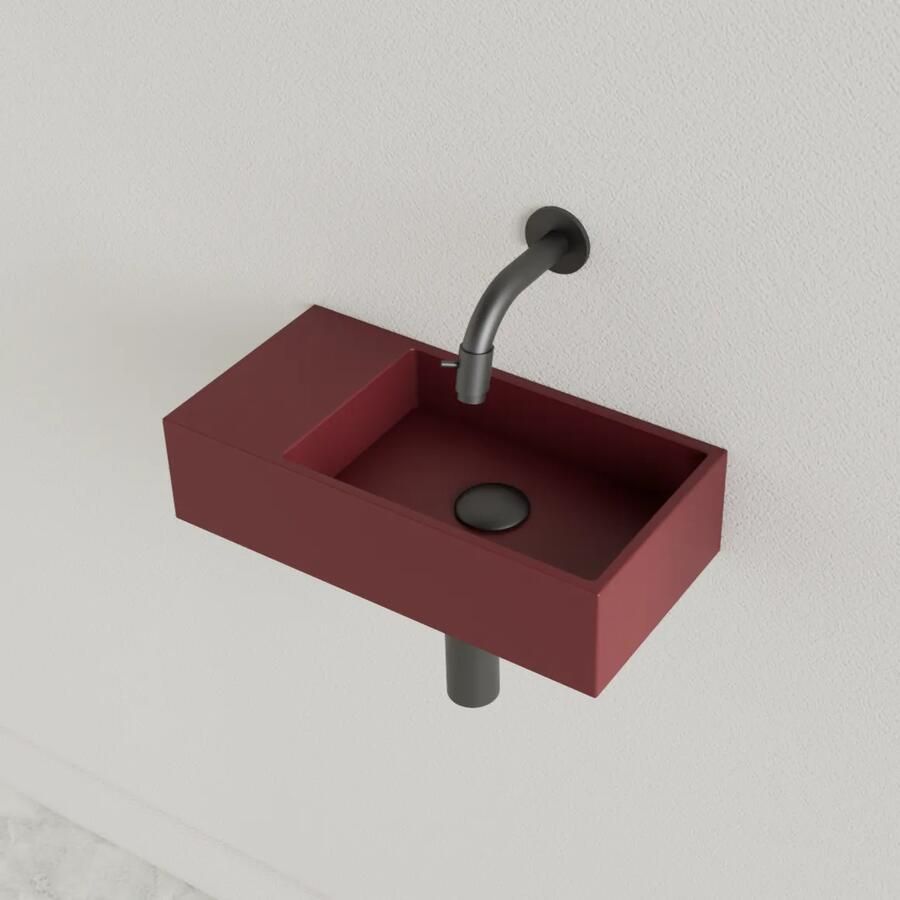 Gliss Design Fontein Nano 36x18x9 cm Zonder Kraangat Links Mat Wijn Rood - Foto 2