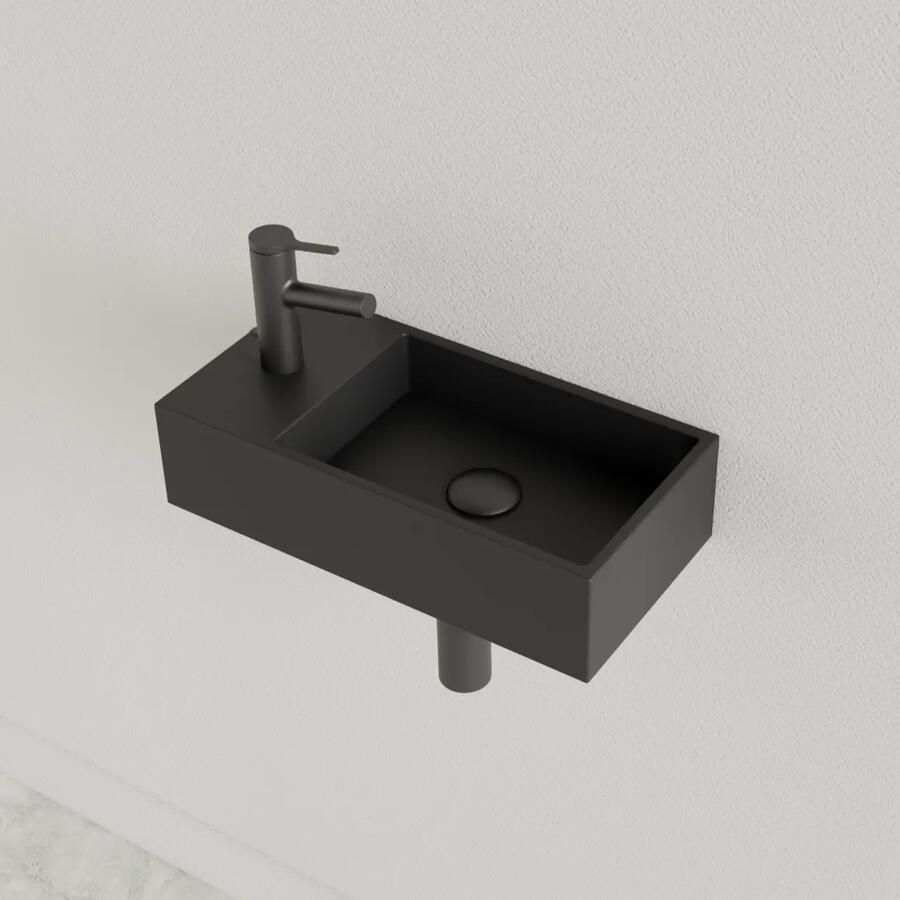 Gliss Design Fontein Nano 36x18x9 cm 1 Kraangat Links Mat Zwart - Foto 2