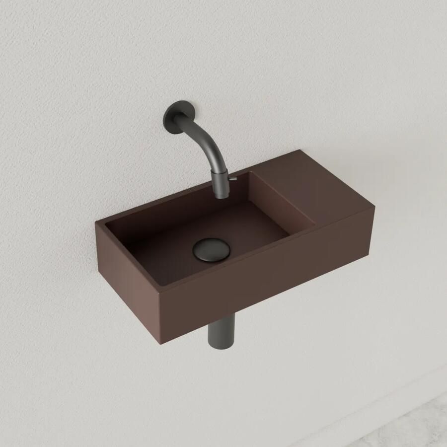 Gliss Design Fontein Nano 36x18x9 cm Zonder Kraangat Rechts Choco Bruin - Foto 2