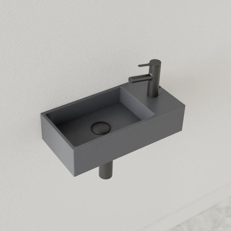 Gliss Design Fontein Nano 36x18x9 cm 1 Kraangat Rechts Leigrijs - Foto 2