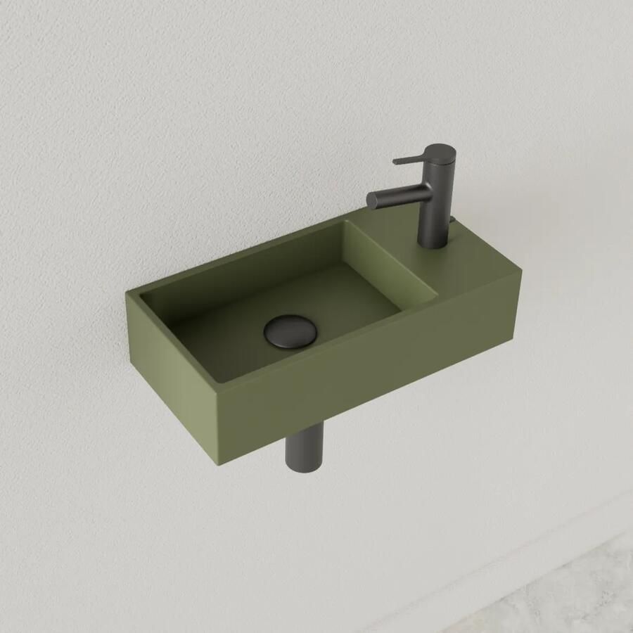 Gliss Design Fontein Nano 36x18x9 cm 1 Kraangat Rechts Olijf Groen - Foto 2