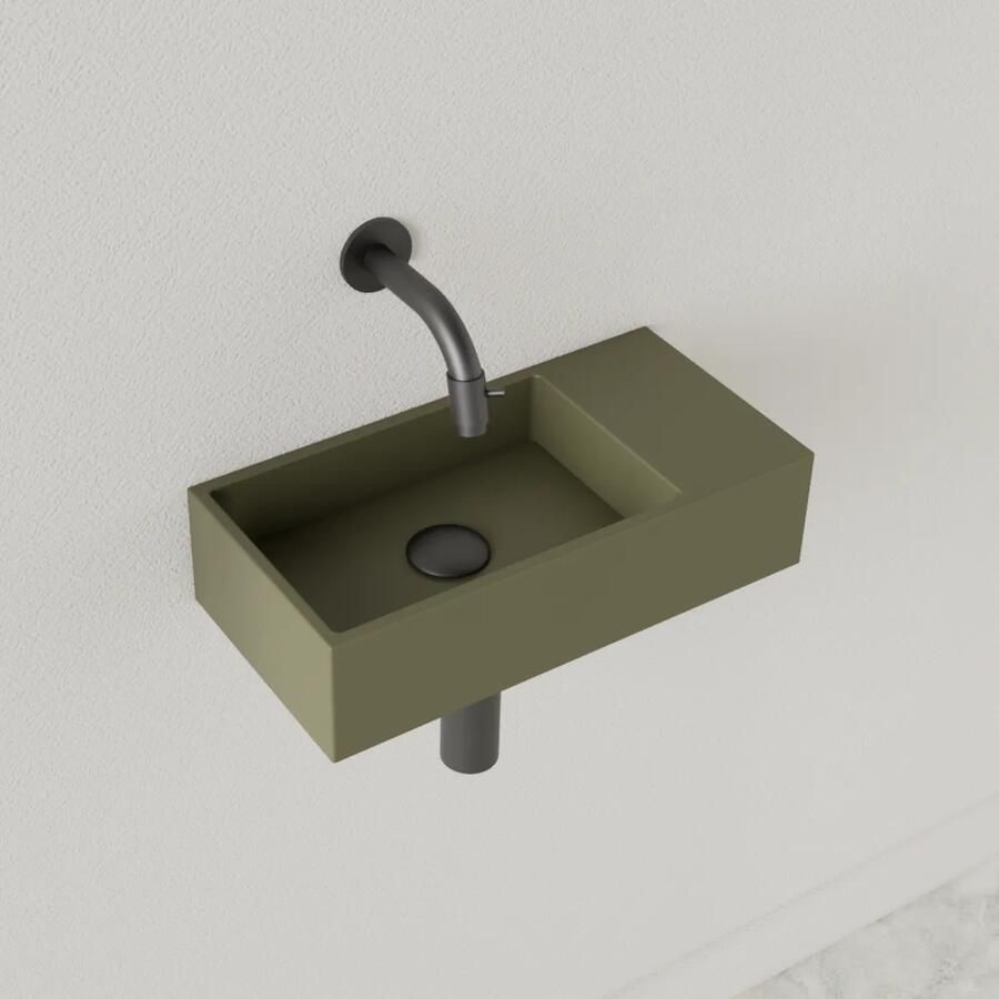 Gliss Design Fontein Nano 36x18x9 cm Zonder Kraangat Rechts Olijf Groen - Foto 2