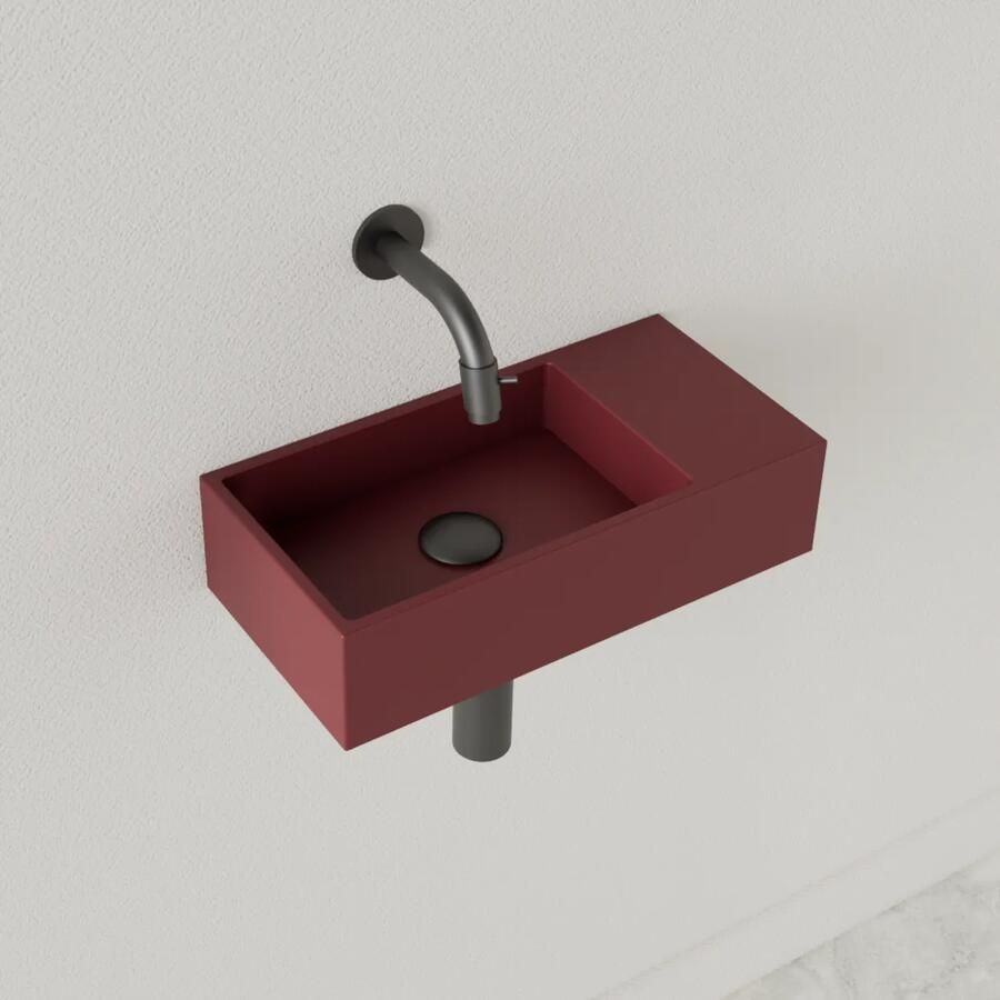 Gliss Design Fontein Nano 36x18x9 cm Zonder Kraangat Rechts Mat Wijn Rood - Foto 2