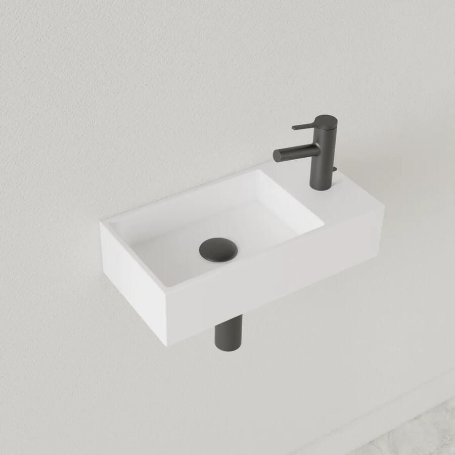 Gliss Design Fontein Nano 36x18x9 cm 1 Kraangat Rechts Mat Wit - Foto 2