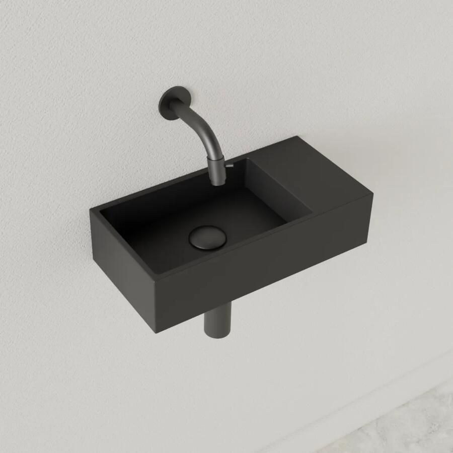 Gliss Design Fontein Nano 36x18x9 cm Zonder Kraangat Rechts Mat Zwart - Foto 2