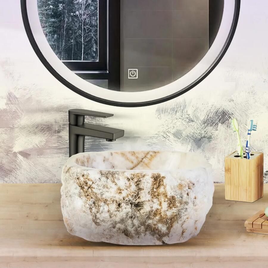 Bewonen Aloni waskom natural sunset onyx 30-35 x 15 cm