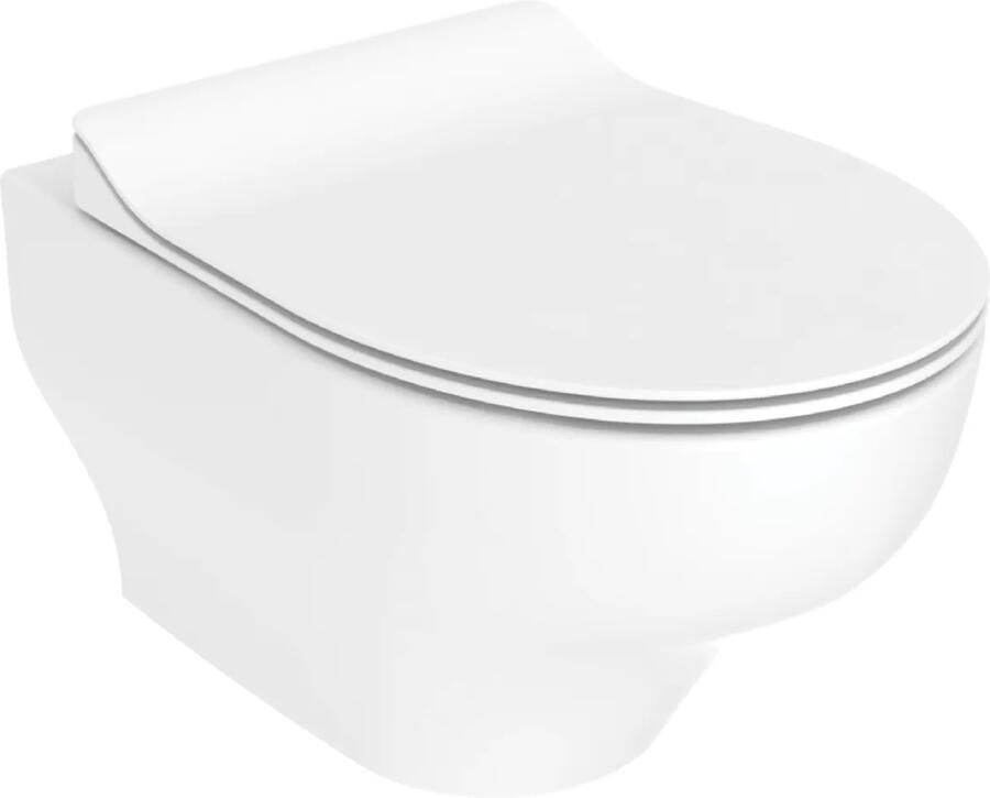 Creavit Design Hangend Toilet 37x51.3cm RVS Bidetsproeier spoelrandloos verborgen bevestiging wit EG321-00CB00E-0005