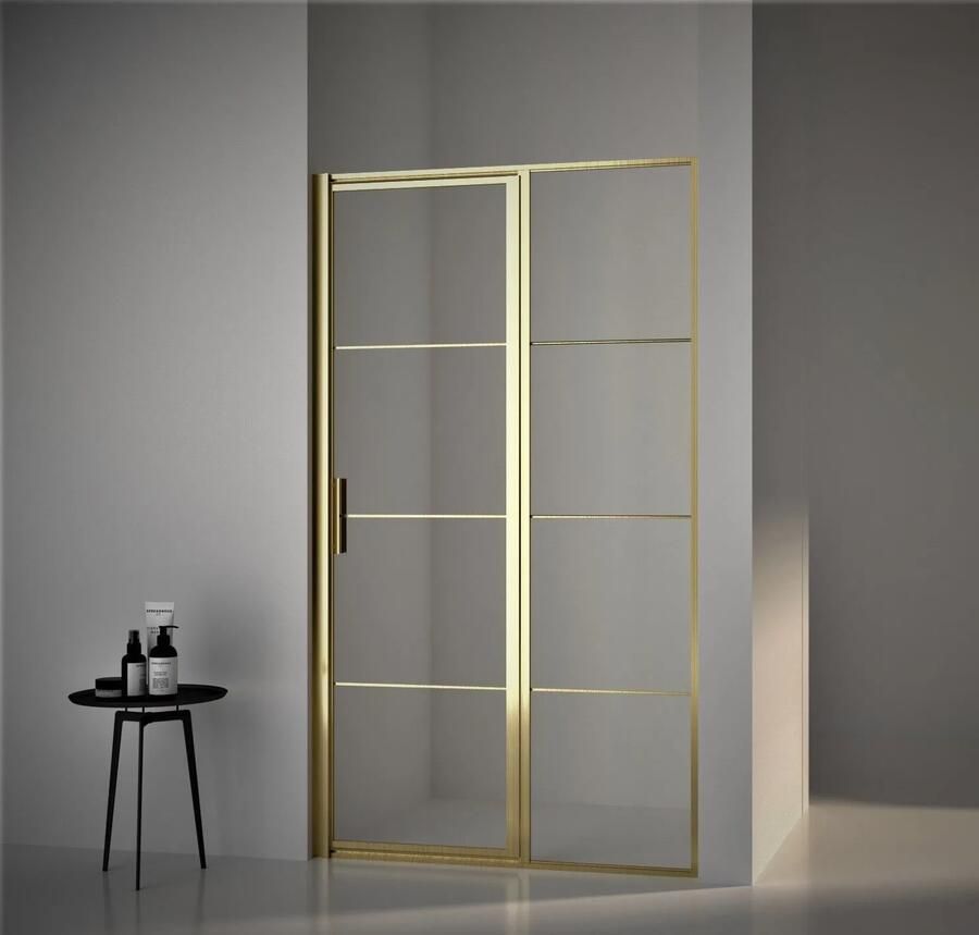 SaniGoods Sparkle douchedeur 90x200cm geborsteld messing