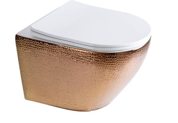 SaniGoods Star Croco toiletpot randloos met zitting rosé-goud