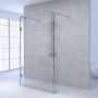 Saniclass Create inloopdouche vrijstaand 100x200cm profielloos met 2 50cm zijwanden antikalk en 8mm veiligheidsglas geborsteld RVS 4JC8-100 50 50g - Thumbnail 3