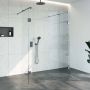 Saniclass Create inloopdouche vrijstaand 100x200cm profielloos met 2 50cm zijwanden antikalk en 8mm veiligheidsglas geborsteld RVS 4JC8-100 50 50g - Thumbnail 3