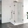 Saniclass Create douchecabine rechthoek 3 delig 100x120cm profielloos met antikalk en 8mm veiligheidsglas geborsteld RVS 4JC10 - Thumbnail 5