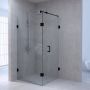 Saniclass Create douchecabine vierkant 3 delig 90x90cm profielloos met pendeldeuren antikalk en 8mm veiligheidsglas geborsteld RVS 4JC11 - Thumbnail 2