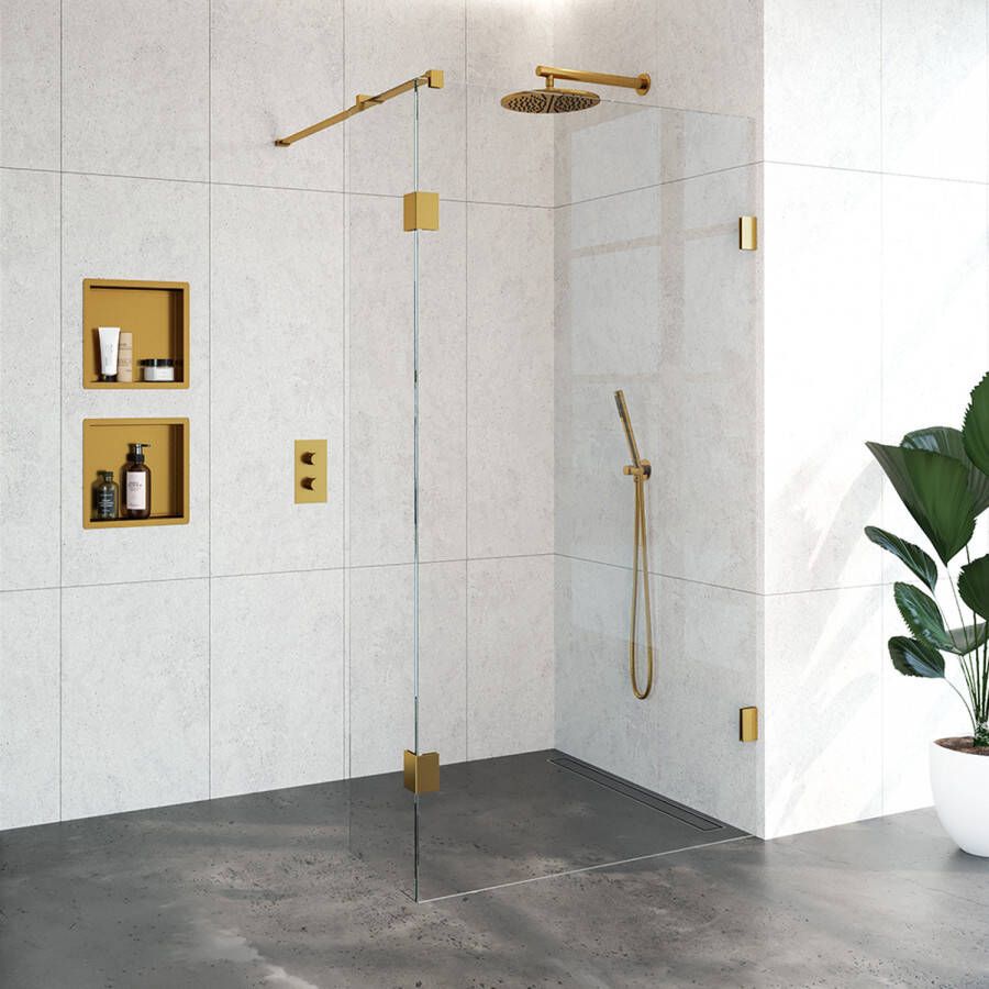 Brauer JC profielloze inloopdouche 110 40cm goud geborsteld