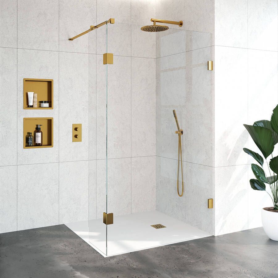 Brauer JC profielloze inloopdouche 120 40cm goud geborsteld