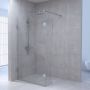 Saniclass Create inloopdouche 130x200cm profielloos met 40cm draaibare zijwand antikalk en 8mm veiligheidsglas geborsteld RVS 4JC3-130 40g - Thumbnail 3