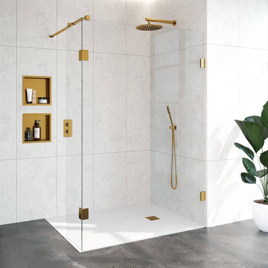 Brauer JC profielloze inloopdouche 140 40cm goud geborsteld