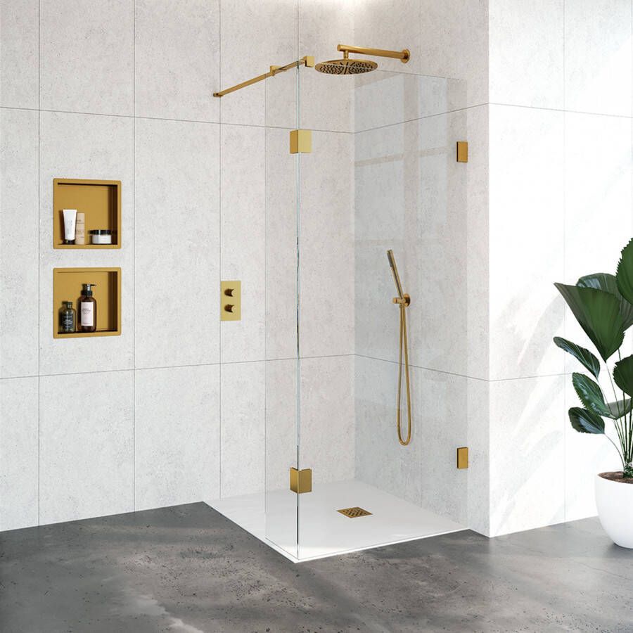 Brauer JC profielloze inloopdouche 90 30cm goud geborsteld