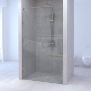 Saniclass Create douchedeur 110x200cm 2 delig profielloos met antikalk en 8mm veiligheidsglas geborsteld RVS 4JC14