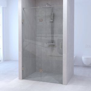 Saniclass Create douchedeur 180x200cm 2 delig profielloos met antikalk en 8mm veiligheidsglas geborsteld RVS 4JC15