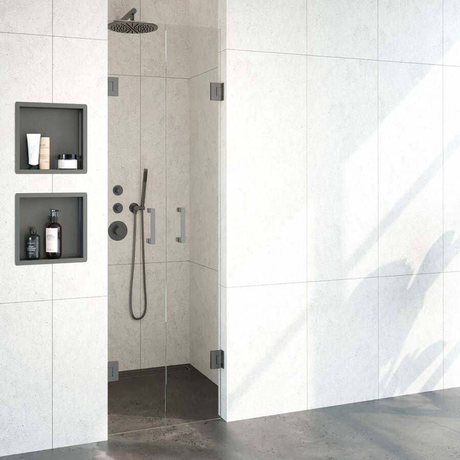 Saniclass Create Pendeldeuren 100x200cm profielloos met antikalk en 8mm veiligheidsglas Goud geborsteld 4JC16
