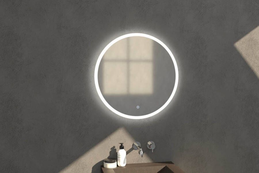 Sanituba Edge ronde spiegel 70cm met LED verlichting Aluminium Geborsteld