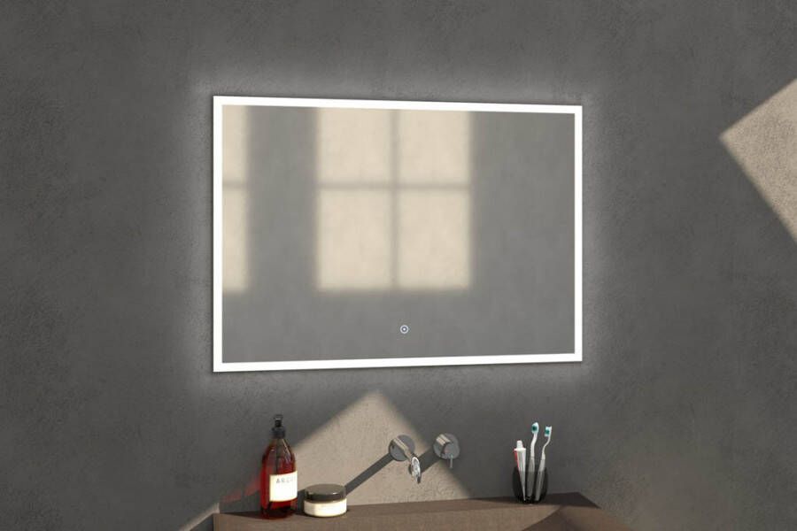 Sanituba Edge spiegel 100x70 met LED verlichting Aluminium Geborsteld