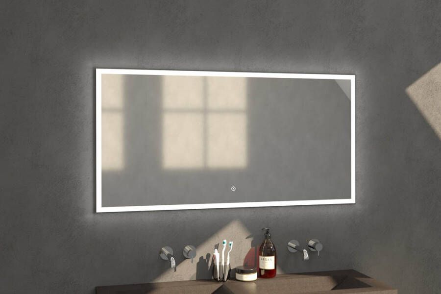 Sanituba Edge spiegel 140x70 met LED verlichting Aluminium Geborsteld