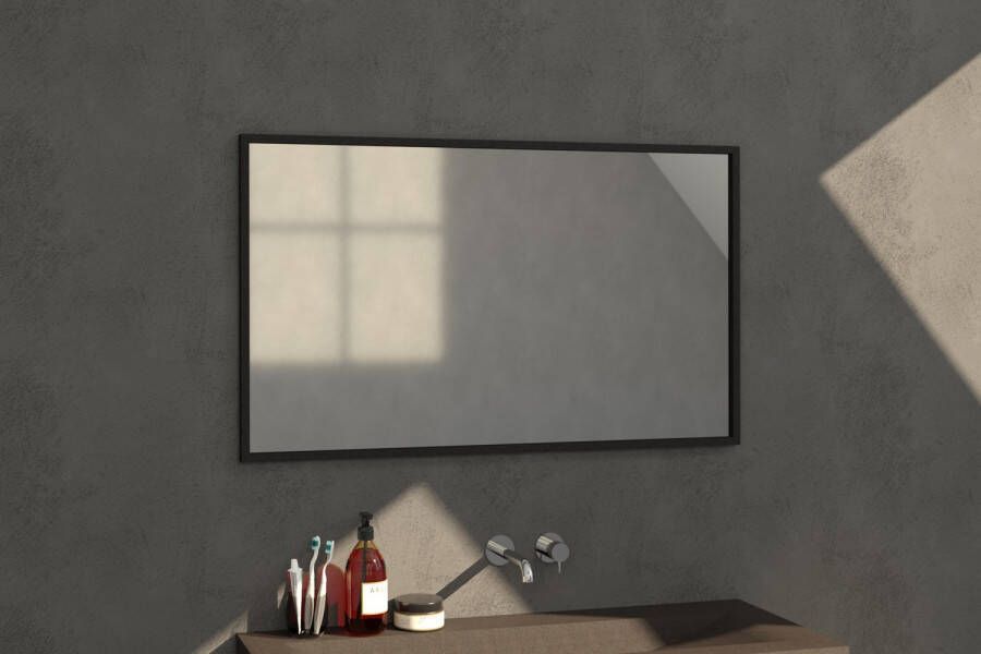 Brauer Onyx rechthoekige spiegel 120x70cm zwart geborsteld - Foto 2