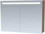 Saniclass 2.0 Spiegelkast 100x70x15cm verlichting geintegreerd 2 links- en rechtsdraaiende spiegeldeuren MFC legno viola 7238 - Thumbnail 2