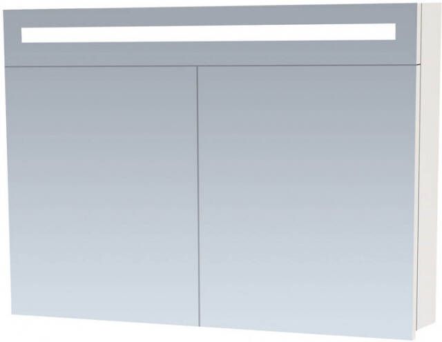 BRAUER 2.0 Spiegelkast 100x70x15cm verlichting geintegreerd 2 links- en rechtsdraaiende spiegeldeuren MDF hoogglans wit 7209