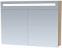 Saniclass 2.0 Spiegelkast 100x70x15cm verlichting geintegreerd 2 links- en rechtsdraaiende spiegeldeuren MFC legno calore 7258 - Thumbnail 2