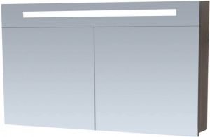 Saniclass 2.0 spiegelkast 119x70x15cm 2 deuren met LED verlichting legno antracite