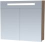 Saniclass 2.0 Spiegelkast 80x70x15cm verlichting geintegreerd 2 links- en rechtsdraaiende spiegeldeuren MFC legno viola 7237 - Thumbnail 2
