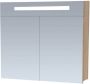 Saniclass 2.0 Spiegelkast 80x70x15cm verlichting geintegreerd 2 links- en rechtsdraaiende spiegeldeuren MFC legno calore 7257 - Thumbnail 2