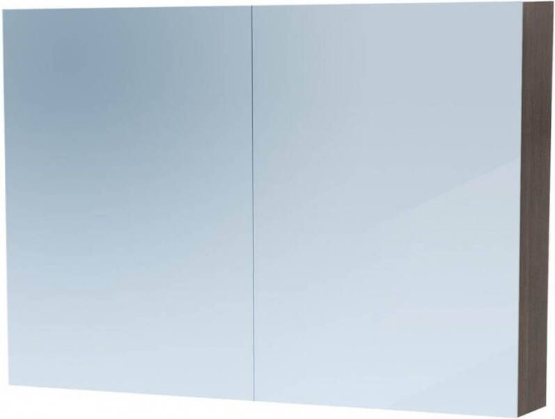 Saniclass Dual spiegelkast 99x70x15 indirecte LED verlichting 2 deuren legno antracite