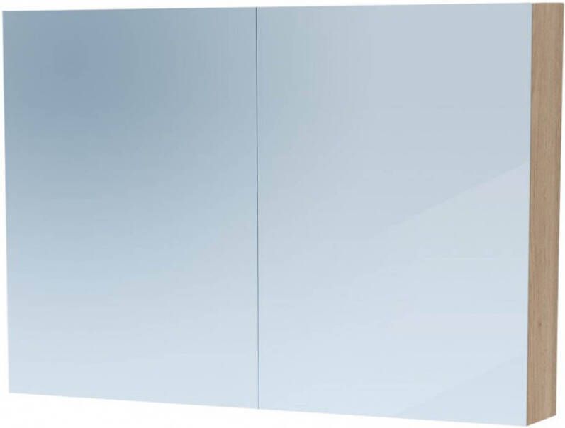 BRAUER Dual Spiegelkast 100x70x15cm 2 links- rechtsdraaiende spiegeldeur MFC legno calore 7770