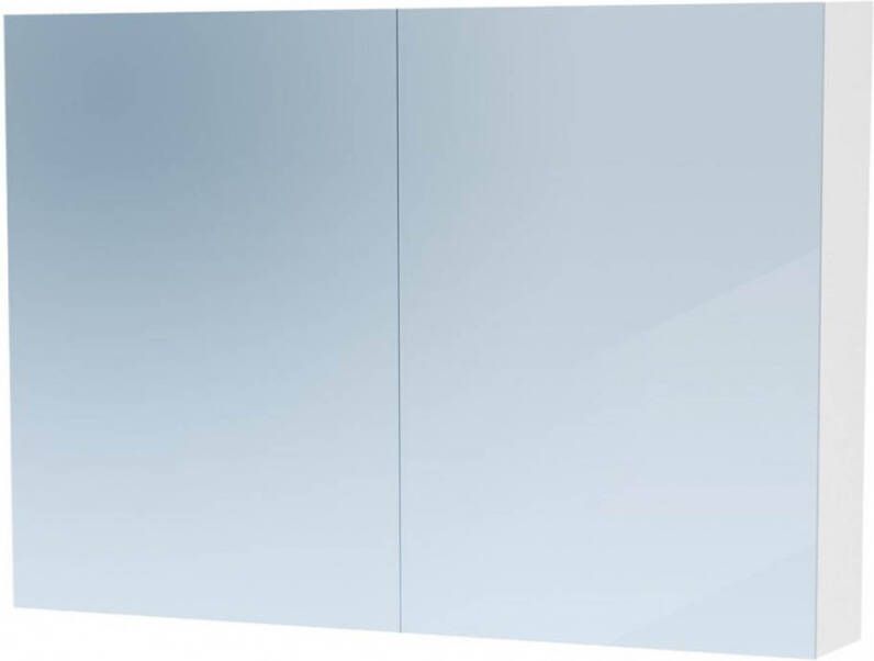 BRAUER Dual Spiegelkast 100x70x15cm 2 links- rechtsdraaiende spiegeldeur MDF hoogglans wit 7768
