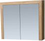 Saniclass natural wood Spiegelkast 80x70x15cm 2 links rechtsdraaiende spiegeldeuren hout grey oak 70541 - Thumbnail 2