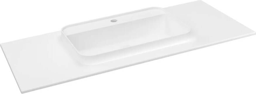 Sapho Brahea wastafel 110x50cm solid surface wit mat met brede rand en kraangat