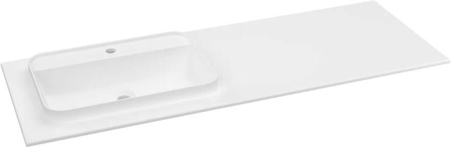 Sapho Brahea wastafel 140x50cm solid surface wit mat met smalle rand en kraangat links