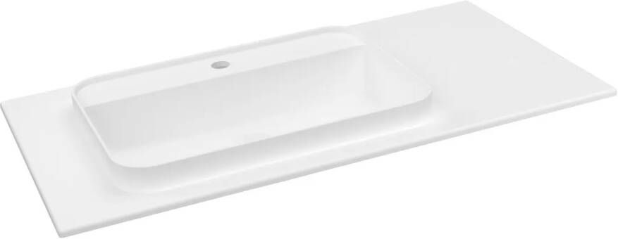 Sapho Brahea wastafel 95x50cm solid surface wit mat met smalle rand en kraangat links