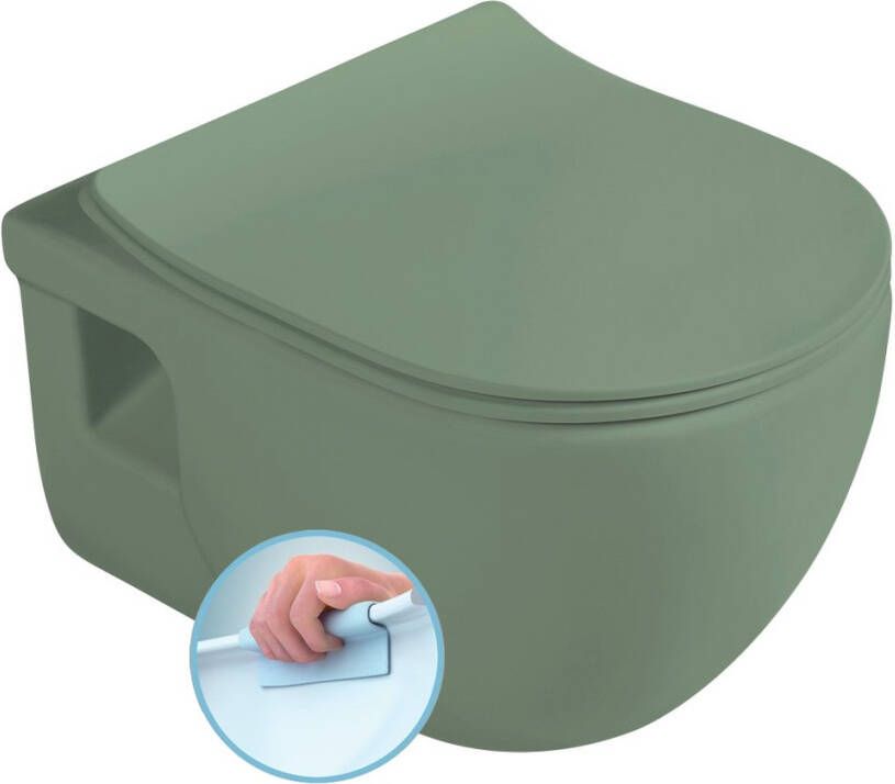 Sapho Brilla randloos toilet met zitting 36.5x53cm groen mat