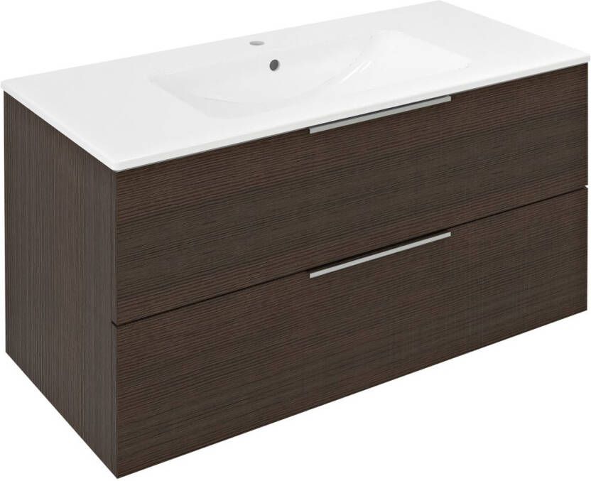 Sapho Cirasa badmeubel 100cm donkerbruin eten met witte wastafel