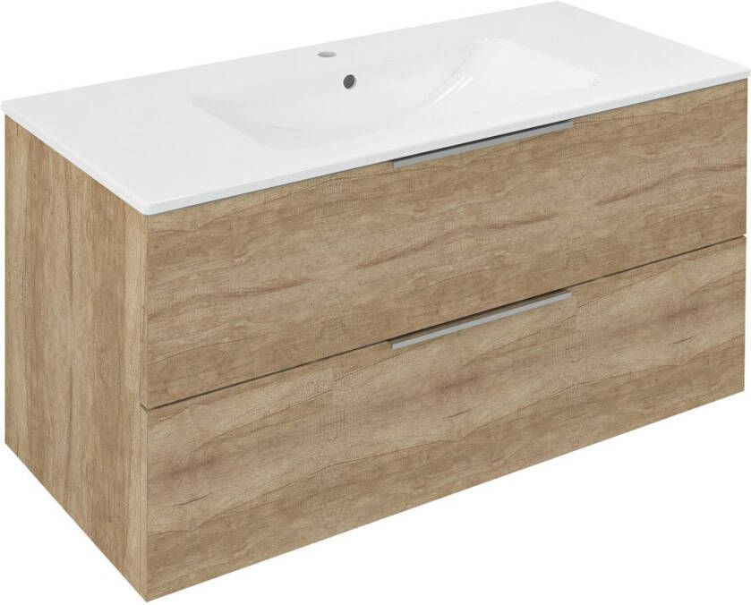 Sapho Cirasa badmeubel 100cm eiken met witte wastafel