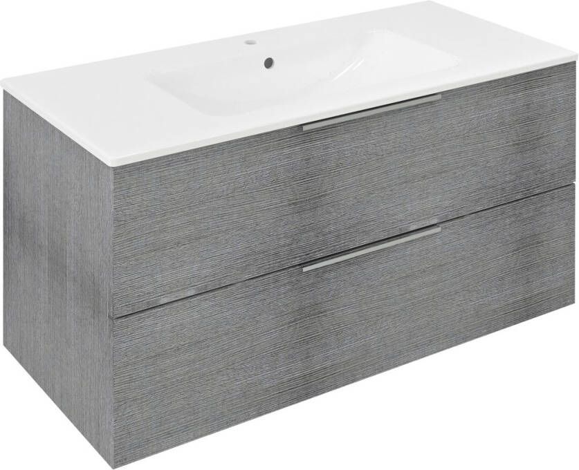 Sapho Cirasa badmeubel 100cm grijs eiken met witte wastafel