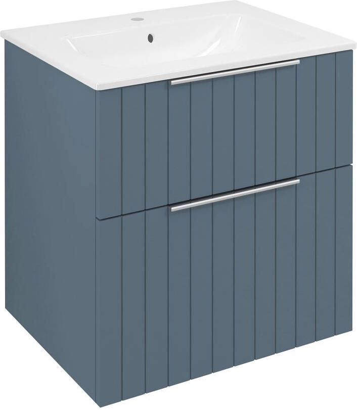 Sapho Cirasa badmeubel 60cm met blauw ribbelfront en witte wastafel