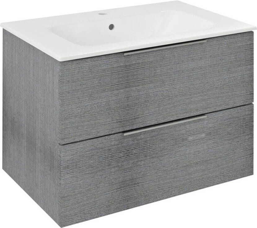 Sapho Cirasa badmeubel 70cm grijs eiken met witte wastafel